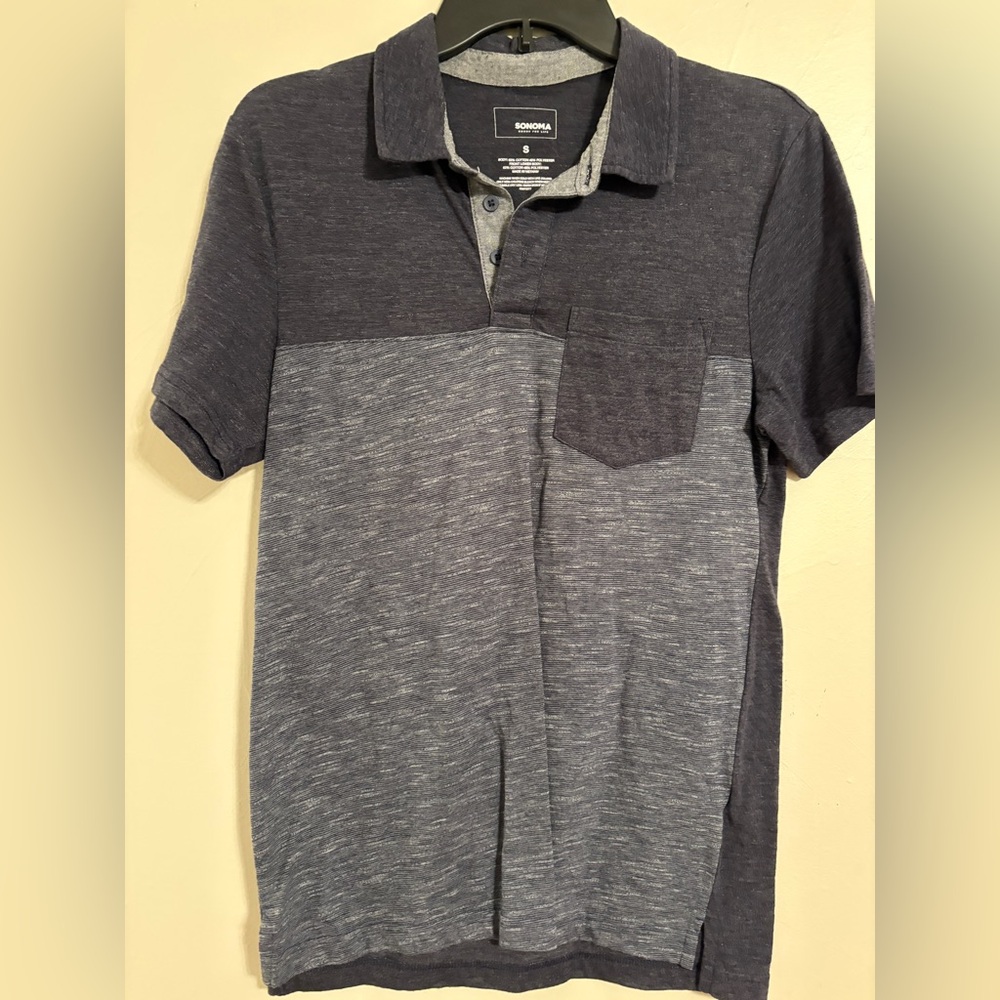Sonoma Men's Dark and Light Blue Polo Shirt